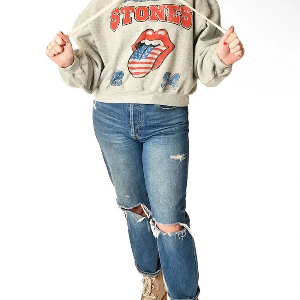 Rolling Stones Gray Hoodie with Graphic Print